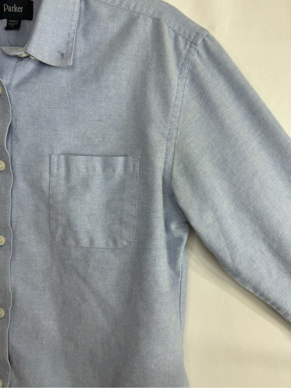 Parker Women’s Light Blue Oxford Cotton Blend Button Down Shirt, Size S - Picture 3 of 6